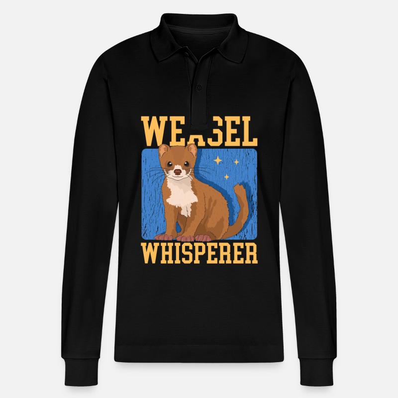 Wiesel Mauswiesel Hermännchen Geschenk - Stanley/Stella Unisex Bio-Langarm-Poloshirt Prepster - Schwarz