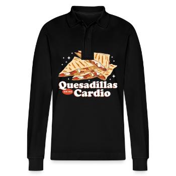 Quesadilla Quesadillas Tortilla Gift - Stanley/Stella Organic Unisex Long-Sleeved Polo Shirt Prepster - black - Front - Anna (173cm) & Nico (186cm)