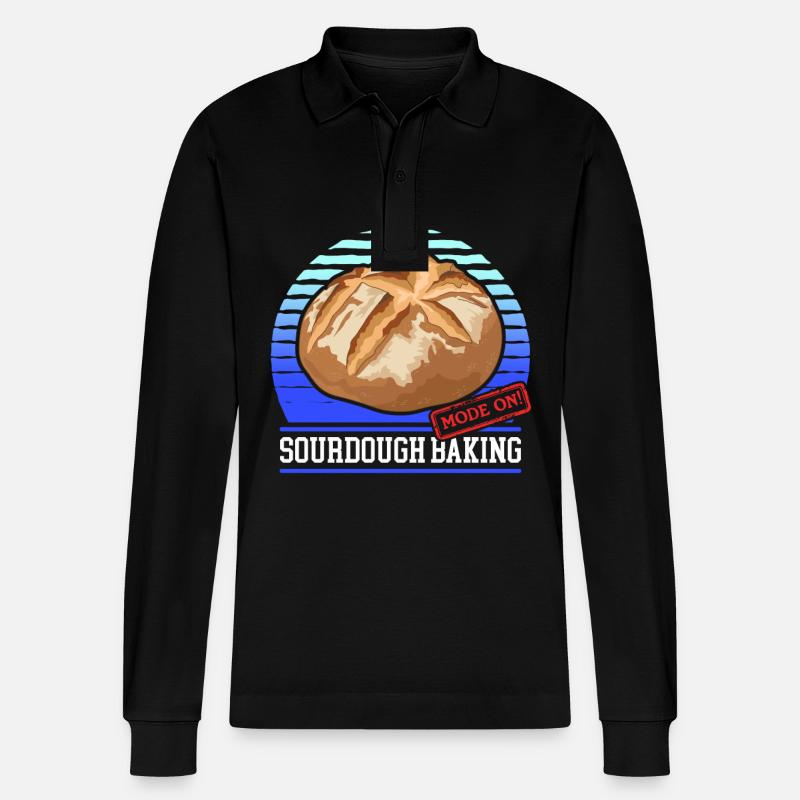 Sauerteigbrot Sauerteig Brote Geschenk - Stanley/Stella Unisex Bio-Langarm-Poloshirt Prepster - Schwarz