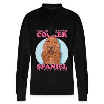 Cocker Spaniel Maman Cocker Spaniel Cadeau - Polo à manches longues bio PREPSTER Stanley/Stella Unisexe - noir - Devant - Anna (173cm) & Nico (186cm)