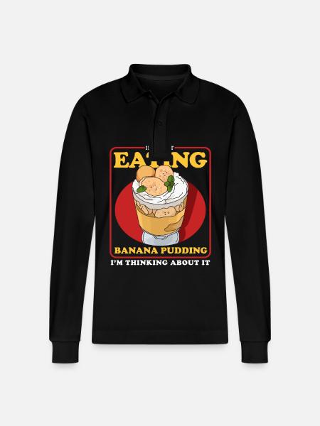 Banana Pudding Banana Pudding Gift - Stanley/Stella Organic Unisex Long-Sleeved Polo Shirt Prepster - black