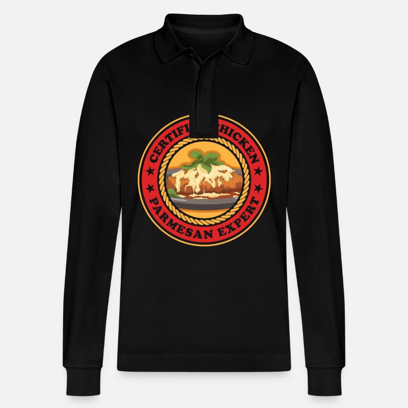 Chicken Parmesan Geschenke - Stanley/Stella Unisex Bio-Langarm-Poloshirt Prepster - Schwarz
