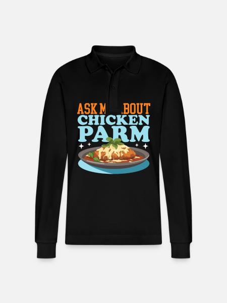 Chicken Parmesan Gift - Stanley/Stella Organic Unisex Long-Sleeved Polo Shirt Prepster - black