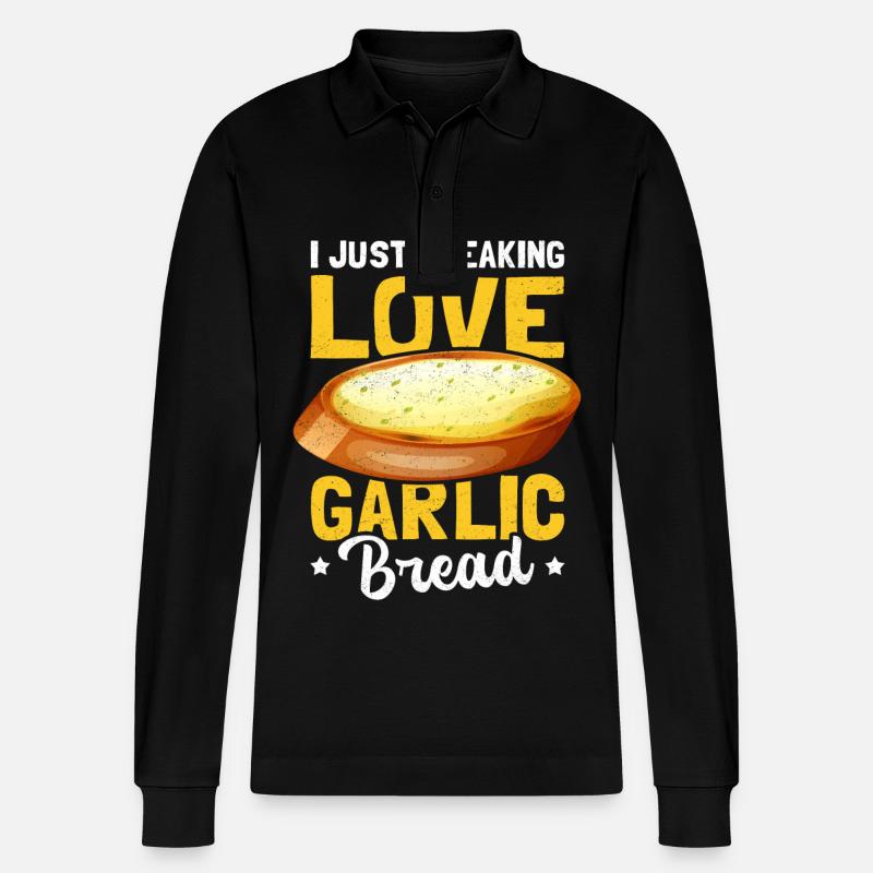 Knoblauchbrot Knoblauch Brote Geschenk - Stanley/Stella Unisex Bio-Langarm-Poloshirt Prepster - Schwarz