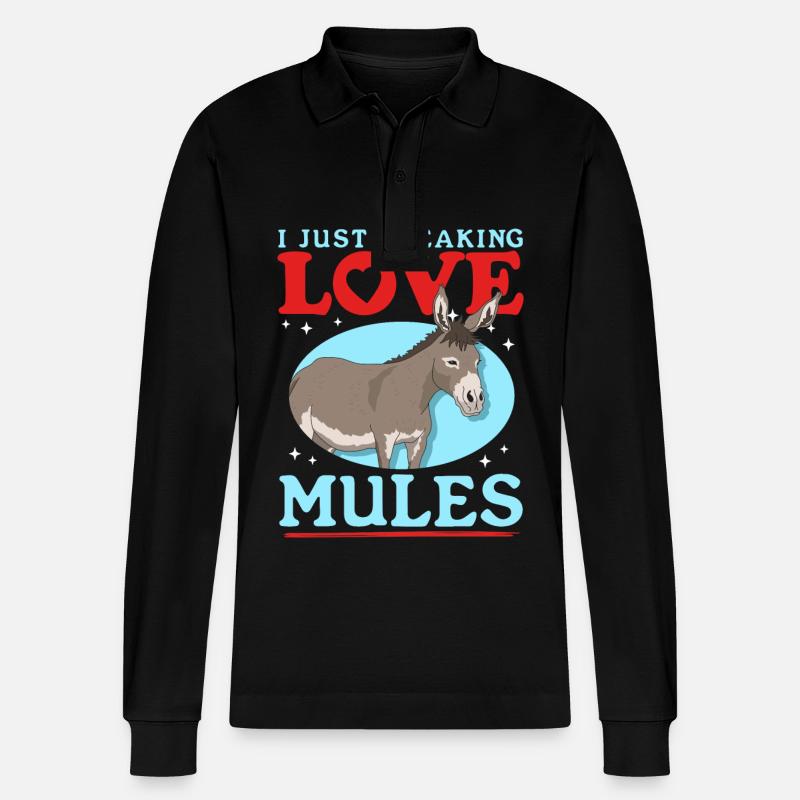 mule mule mule gift - Stanley/Stella Organic Unisex Long-Sleeved Polo Shirt Prepster - black