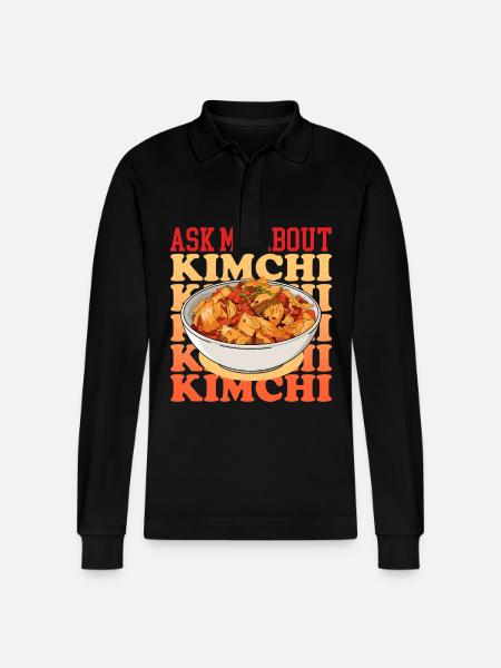 Kimchi Korean Kimchi Gift - Stanley/Stella Organic Unisex Long-Sleeved Polo Shirt Prepster - black