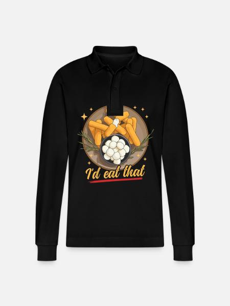 Mozzarella Sticks Cheese Lover Gift - Stanley/Stella Organic Unisex Long-Sleeved Polo Shirt Prepster - black
