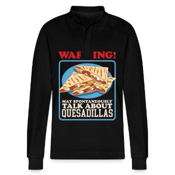 Quesadilla Tortilla Quesadillas Gifts - Stanley/Stella Organic Unisex Long-Sleeved Polo Shirt Prepster - black - Front - Anna (173cm) & Nico (186cm)