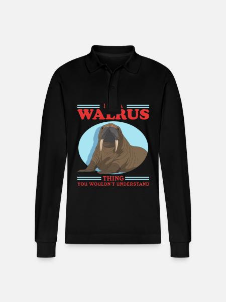 Walrus Walrus Walrus Walrus Gift - Stanley/Stella Organic Unisex Long-Sleeved Polo Shirt Prepster - black