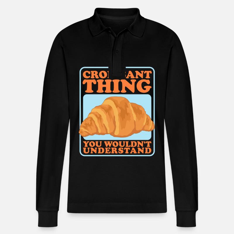 Croissant Gipfeli Hörnchen Beugel Geschenke - Stanley/Stella Unisex Bio-Langarm-Poloshirt Prepster - Schwarz