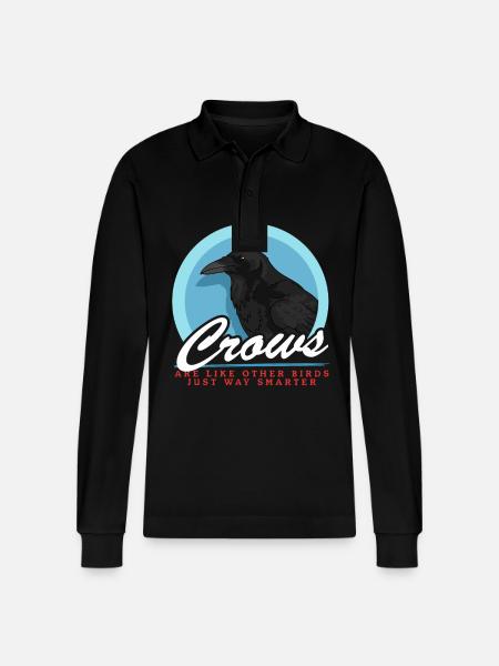 Crows Black Ravens Gifts - Stanley/Stella Organic Unisex Long-Sleeved Polo Shirt Prepster - black
