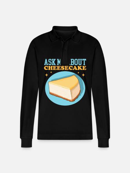Cheesecake Curd Cake Cheesecake Gift - Stanley/Stella Organic Unisex Long-Sleeved Polo Shirt Prepster - black
