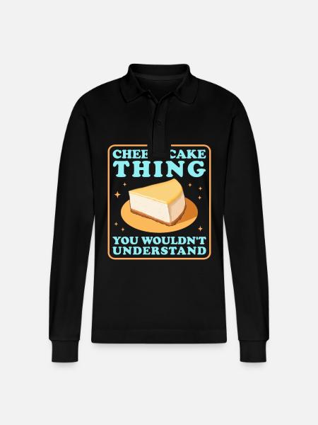 Cheesecake Cheesecake Gifts - Stanley/Stella Organic Unisex Long-Sleeved Polo Shirt Prepster - black
