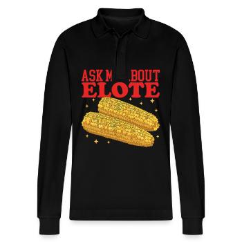 Elote Maïs en épi Cadeau mexicain Elotes - Polo à manches longues bio PREPSTER Stanley/Stella Unisexe - noir - Devant - Anna (173cm) & Nico (186cm)