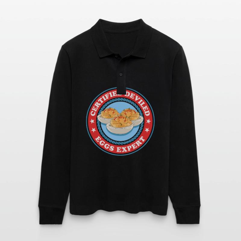 Gefüllte Eier Experte Deviled Eggs Geschenk Stanley/Stella Unisex Bio-Langarm-Poloshirt Prepster