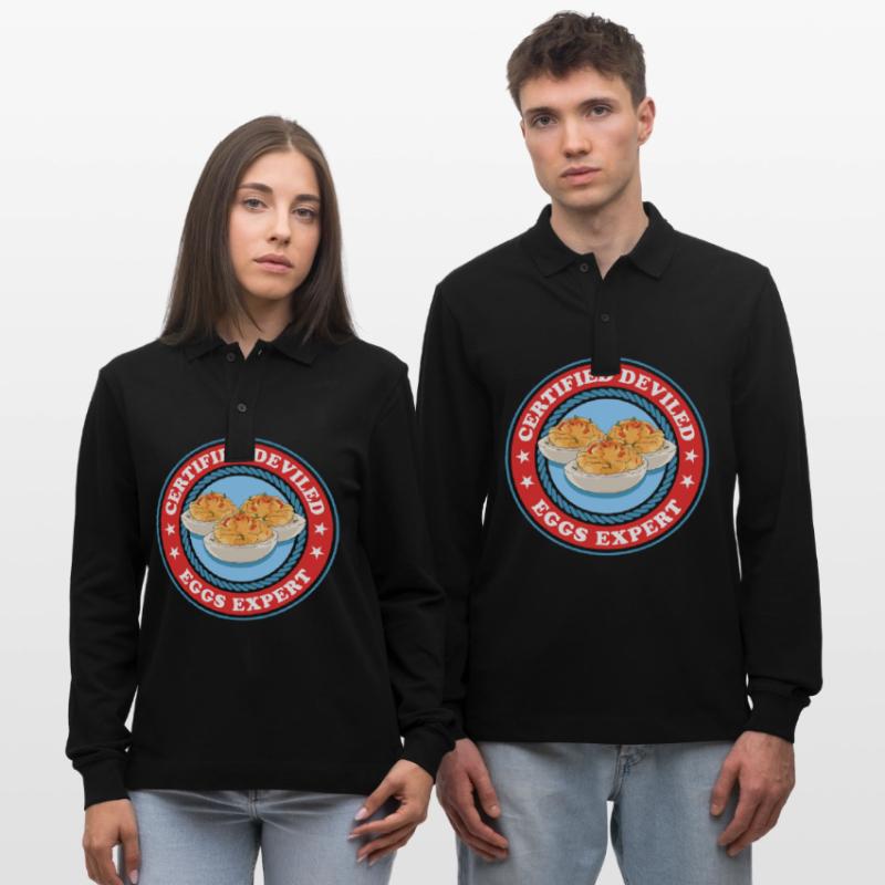 Gefüllte Eier Experte Deviled Eggs Geschenk Stanley/Stella Unisex Bio-Langarm-Poloshirt Prepster