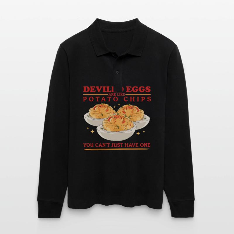 Gefüllte Eier Deviled Eggs Geschenke Stanley/Stella Unisex Bio-Langarm-Poloshirt Prepster