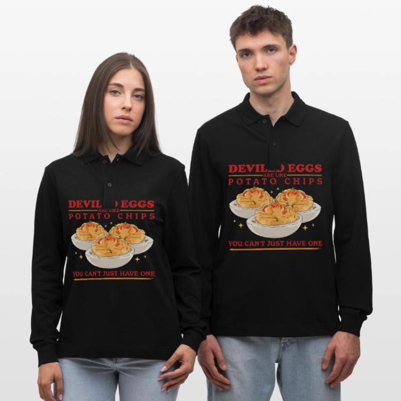 Gefüllte Eier Deviled Eggs Geschenke Stanley/Stella Unisex Bio-Langarm-Poloshirt Prepster