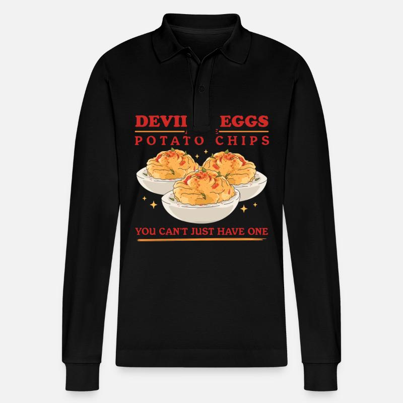 Stuffed Eggs Deviled Eggs Gifts - Stanley/Stella Organic Unisex Long-Sleeved Polo Shirt Prepster - black