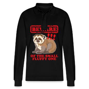 Plumploris süße Slow Lorises Geschenk - Stanley/Stella Unisex Bio-Langarm-Poloshirt Prepster - Schwarz - Vorne - Anna (173cm) & Nico (186cm)