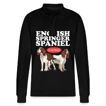 Anglais Springer Spaniel Chien Cadeaux - Polo à manches longues bio PREPSTER Stanley/Stella Unisexe - noir - Devant - Anna (173cm) & Nico (186cm)