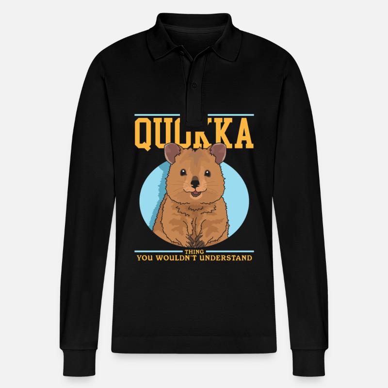 Quokka Kurzschwanzkänguru Geschenk - Stanley/Stella Unisex Bio-Langarm-Poloshirt Prepster - Schwarz