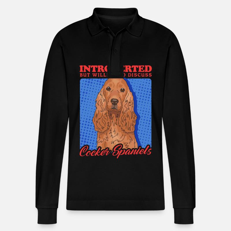 Cocker Spaniel Cocker Spaniel Gift - Stanley/Stella Organic Unisex Long-Sleeved Polo Shirt Prepster - black