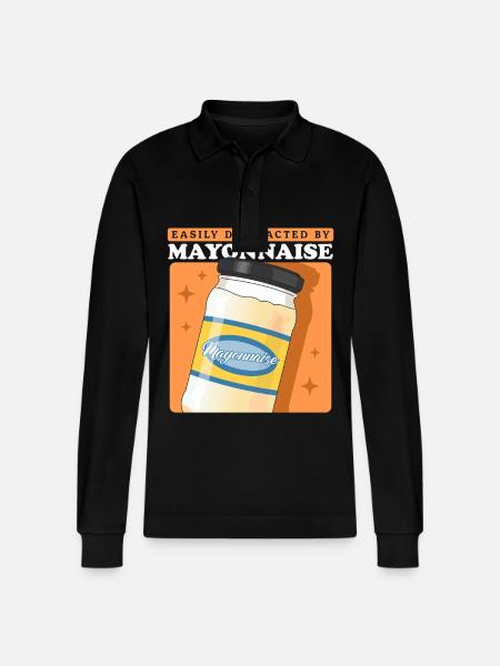 Mayonnaise Mayo Lover Gift - Stanley/Stella Organic Unisex Long-Sleeved Polo Shirt Prepster - black