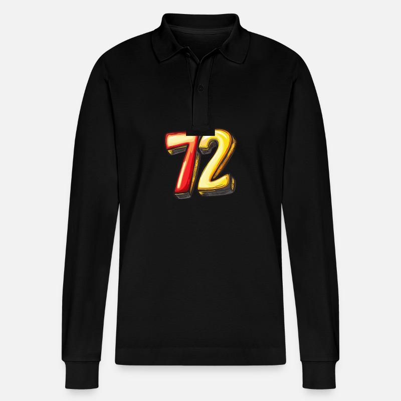 72 Zahl Comic - Stanley/Stella Unisex Bio-Langarm-Poloshirt Prepster - Schwarz