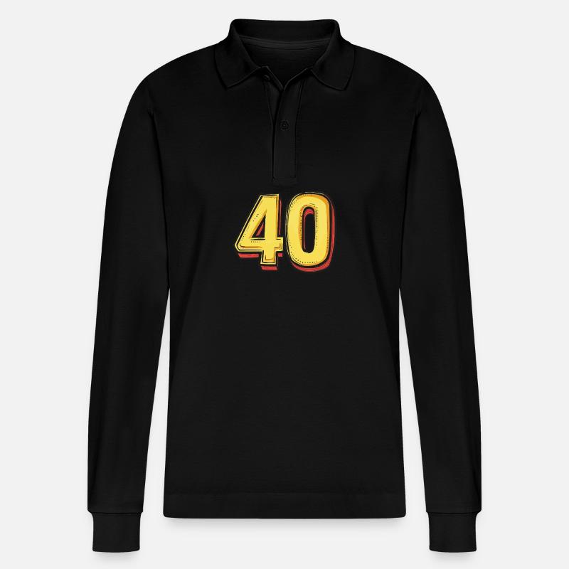 40 Zahl Comic - Stanley/Stella Unisex Bio-Langarm-Poloshirt Prepster - Schwarz