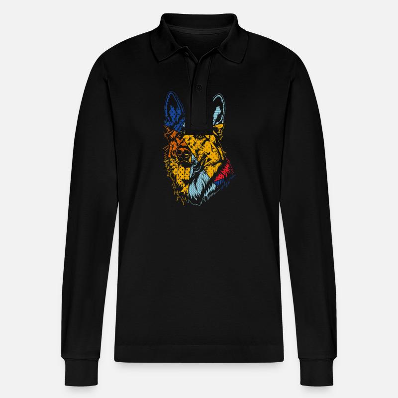 Hund Deutscher Schäferhund - Stanley/Stella Unisex Bio-Langarm-Poloshirt Prepster - Schwarz