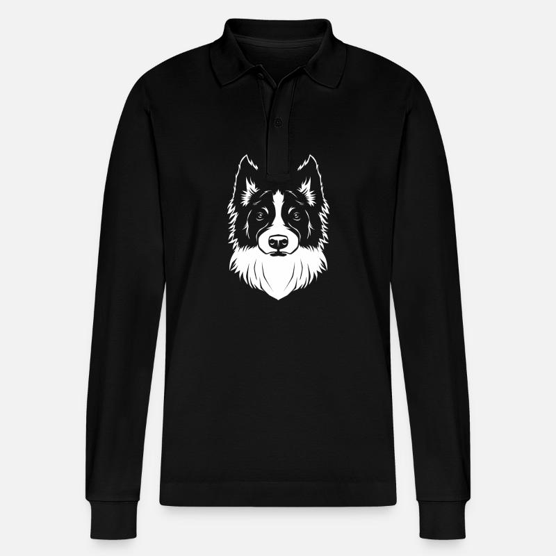 Border Collie - Stanley/Stella Unisex Bio-Langarm-Poloshirt Prepster - Schwarz