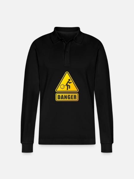 Fart Danger - Stanley/Stella Organic Unisex Long-Sleeved Polo Shirt Prepster - black