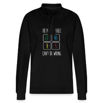 Periodic table - Stanley/Stella Organic Unisex Long-Sleeved Polo Shirt Prepster - black - Front - Anna (173cm) & Nico (186cm)
