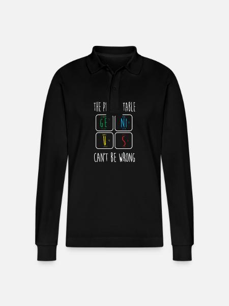 Periodic table - Stanley/Stella Organic Unisex Long-Sleeved Polo Shirt Prepster - black