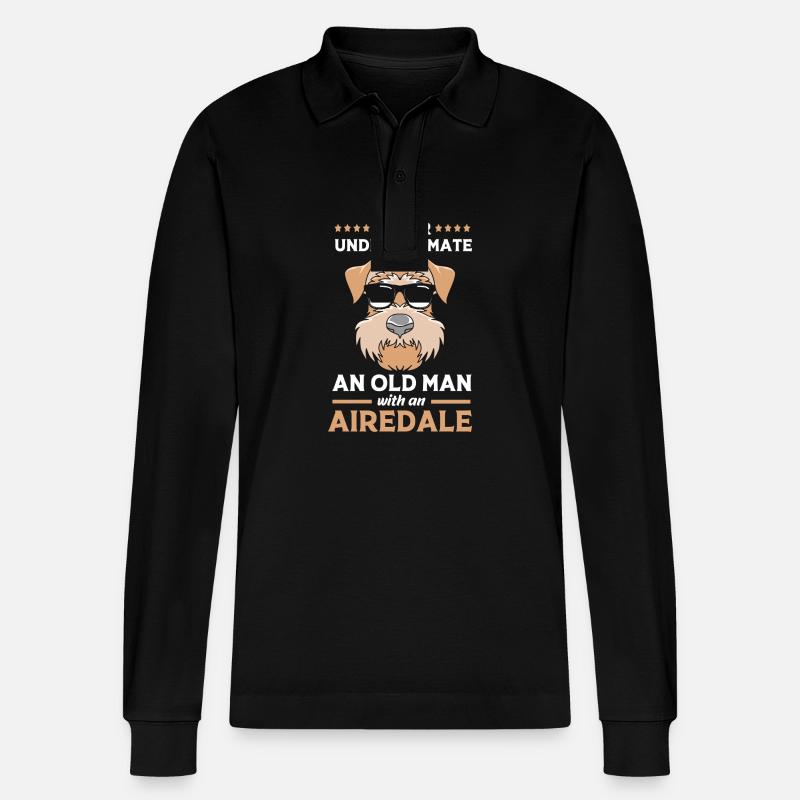 Airedale Terrier - Stanley/Stella Unisex Bio-Langarm-Poloshirt Prepster - Schwarz