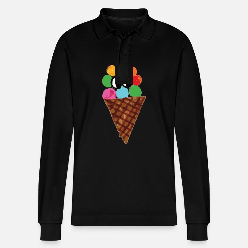 Bunte Eistüte Pop Art - Stanley/Stella Unisex Bio-Langarm-Poloshirt Prepster - Schwarz