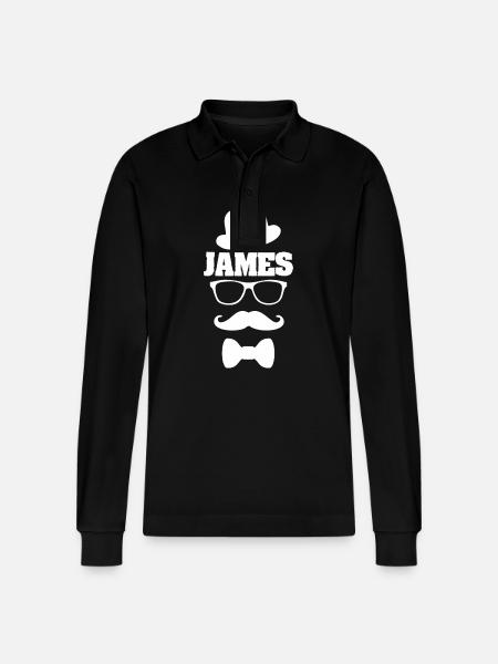 James as a Schnauzer - Stanley/Stella Organic Unisex Long-Sleeved Polo Shirt Prepster - black