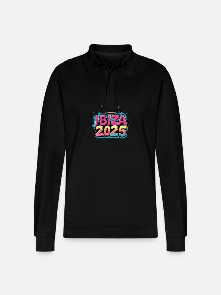 Ibiza 2025 Krone - Stanley/Stella Unisex Bio-Langarm-Poloshirt Prepster - Schwarz