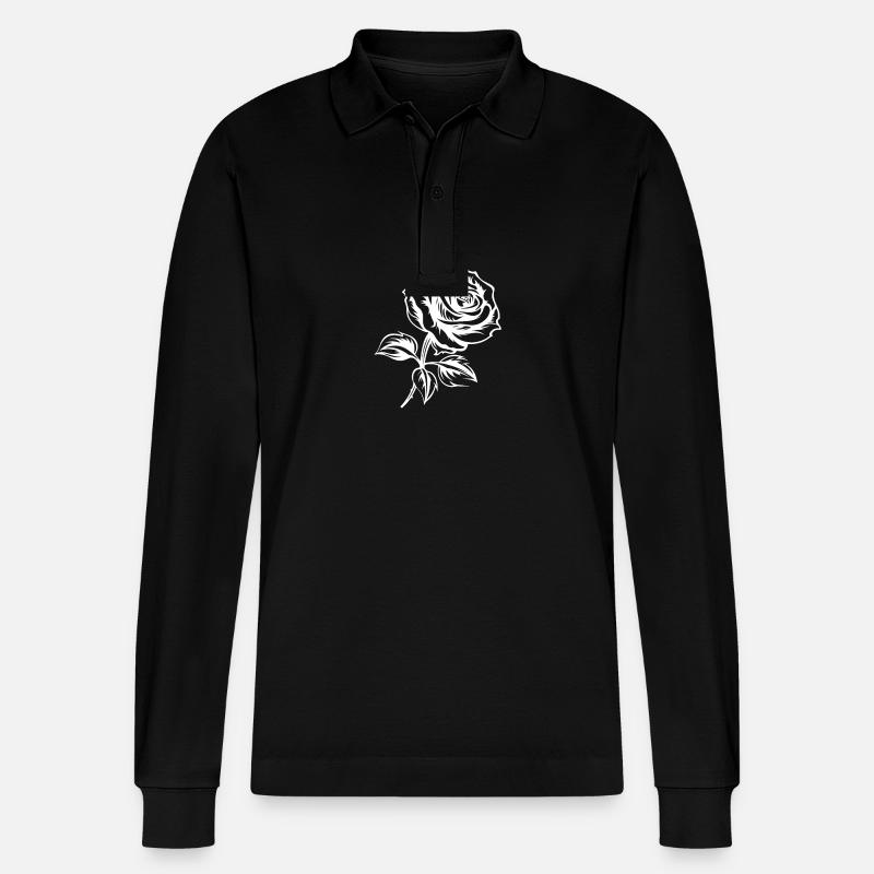 Rose Blume Liebe - Stanley/Stella Unisex Bio-Langarm-Poloshirt Prepster - Schwarz