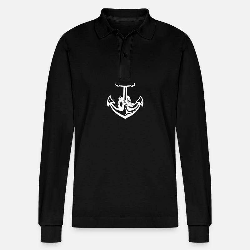 Anker Hafen - Stanley/Stella Unisex Bio-Langarm-Poloshirt Prepster - Schwarz