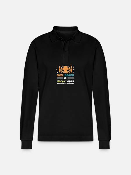 Ibiza Summer Vibes - Stanley/Stella Organic Unisex Long-Sleeved Polo Shirt Prepster - black