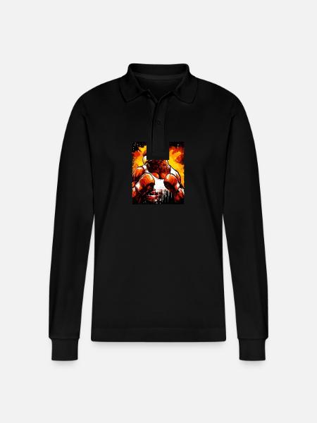 Eagle Animal Boxer Boxing - Stanley/Stella Organic Unisex Long-Sleeved Polo Shirt Prepster - black