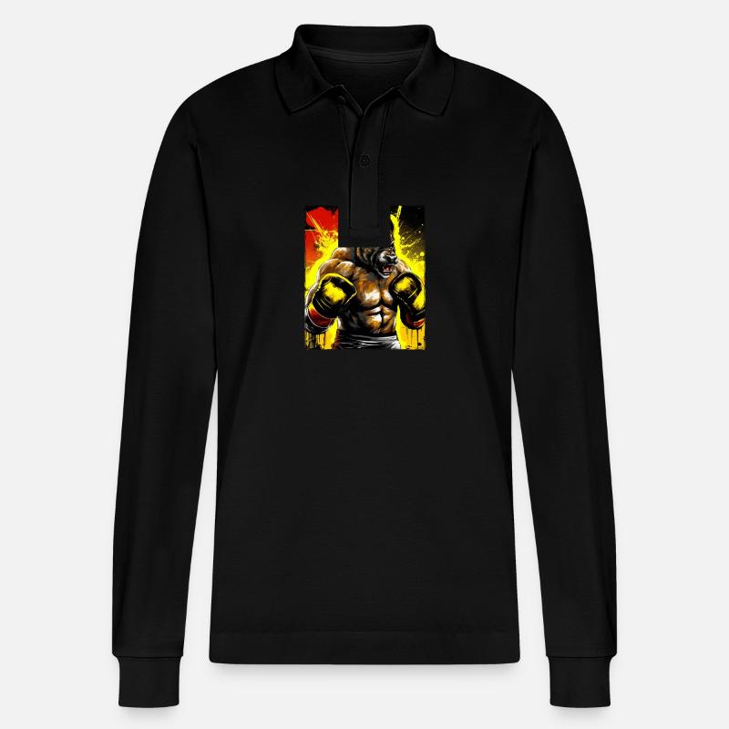 Wolf Boxer Boxen - Stanley/Stella Unisex Bio-Langarm-Poloshirt Prepster - Schwarz