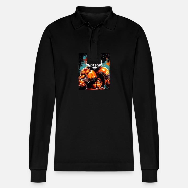 Tiger Boxer Boxen - Stanley/Stella Unisex Bio-Langarm-Poloshirt Prepster - Schwarz