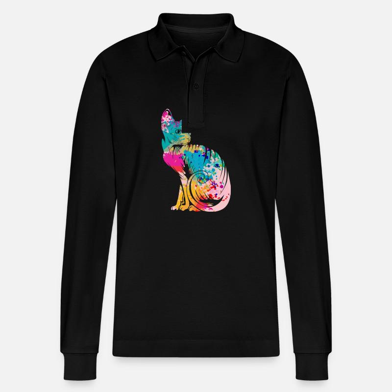 Chats Sphynx - Polo à manches longues bio PREPSTER Stanley/Stella Unisexe - noir