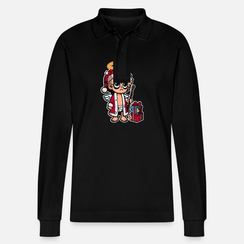 Lustiges Müdes Christkind - Stanley/Stella Unisex Bio-Langarm-Poloshirt Prepster - Schwarz