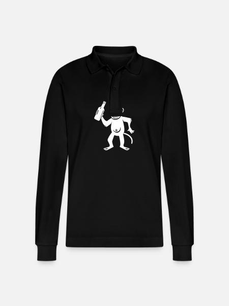 Affe Bier Junggesellenabschied - Stanley/Stella Unisex Bio-Langarm-Poloshirt Prepster - Schwarz
