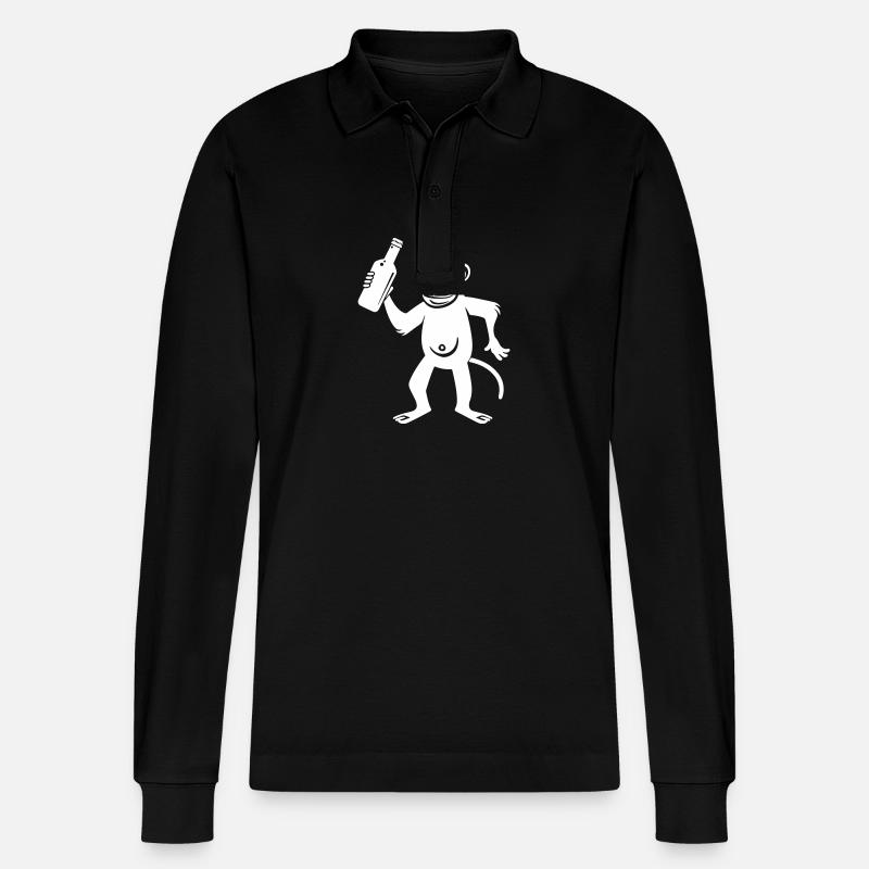 Affe Bier Junggesellenabschied - Stanley/Stella Unisex Bio-Langarm-Poloshirt Prepster - Schwarz