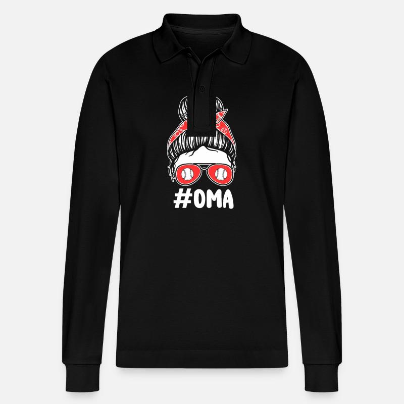 Baseballspieler Oma Großmutter Baseball - Stanley/Stella Unisex Bio-Langarm-Poloshirt Prepster - Schwarz